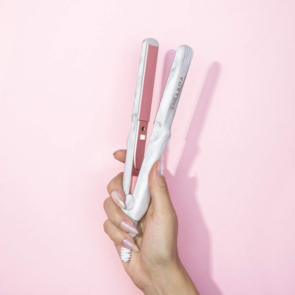 FOXYBAE HAIR - White Marble Rose Gold Mini Travel Flat Iron