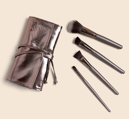 Vasanti Cosmetics - Curated 4pc Face Brush Set + Brush Roll